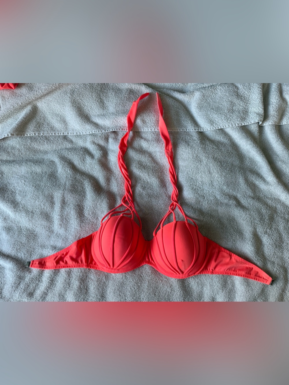 Plumeria coral bikini top